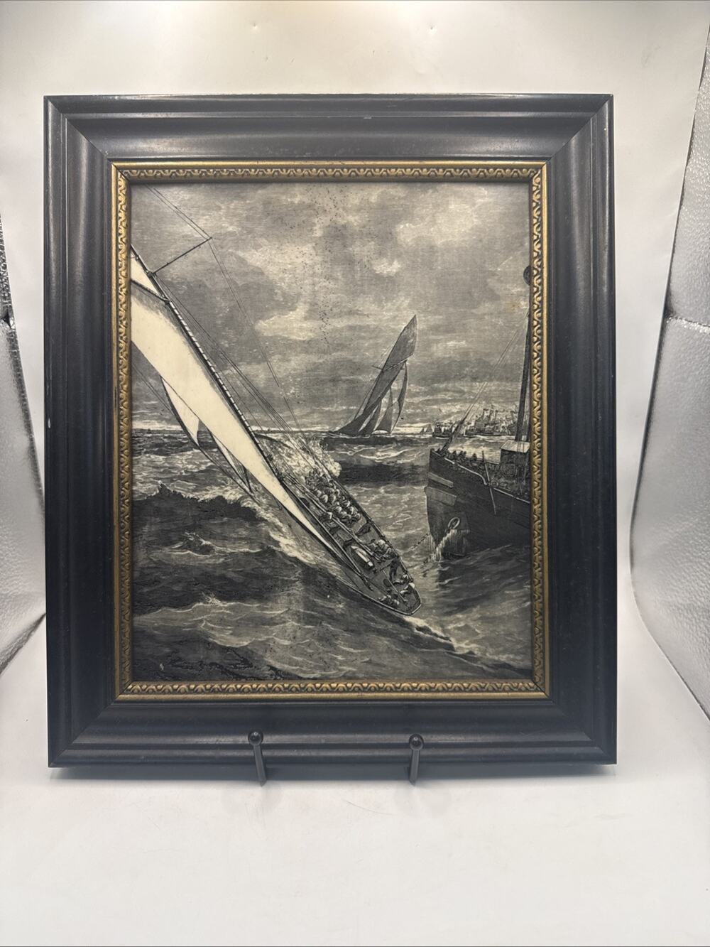 First Day's Race "America's" Cup The "Genesta" Rounding the Lightship (1885)
